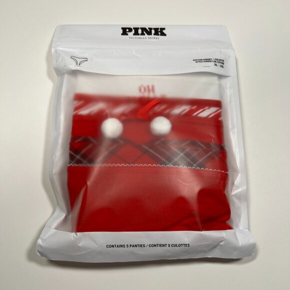 Victoria Secret Pink XL Cheeky Panties Cotton Blend Christmas Holiday Pack of 5 - Picture 2 of 13